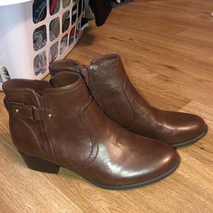 Brown leather booties